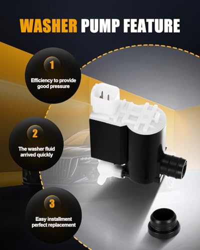 Image of ROADFAR Rear Windshield Washer Pump Fit for Hyundai for Accent 2001-2005 | Fit For Hyundai For Elantra 2009-2012|For Kia For Sportage 2005-2010|OEM:98510-2L100|98510-1F100|with Grommet