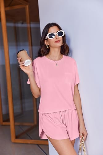 Image of Ekouaer Womens Pajama Sets Sexy Lounge Sets Side Split Short Pj Sets Cute Pjs 2 Piece Comfy Sleepwear Loungewear