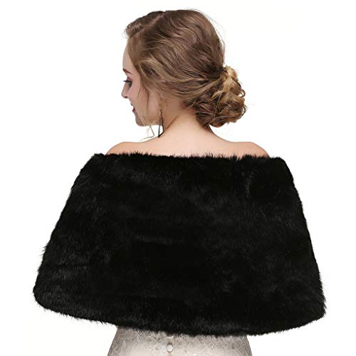 Olbye Women's Faux Fur Wraps Wedding Fur Shawls Sleeveless 1920 Faux Fur Stole for Women and Girls Fur Capelet Mink Shawl3