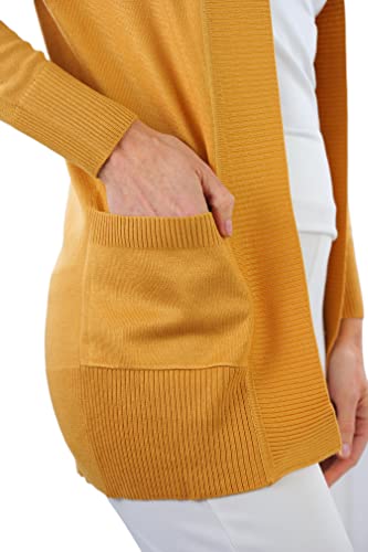 Image of ToBeInStyle Women's Long Sleeve Rib Banded Open Sweater Cardigan