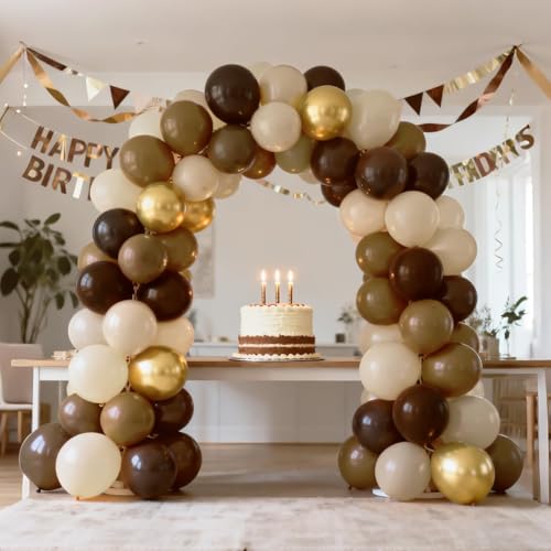 Image of Bezente Brown and Gold Balloons Set 60pcs 12 inch