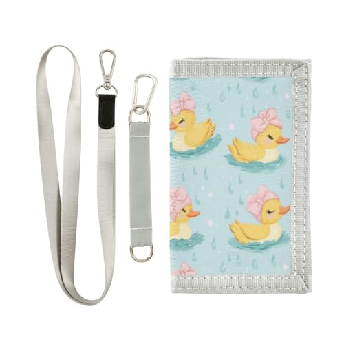 Wusikd Ducks Pink Headbands Kids Wallet for Boys Girls Bows Raindrops Toddler Trifold Wallet Novelty Wallet for Teens Women Men