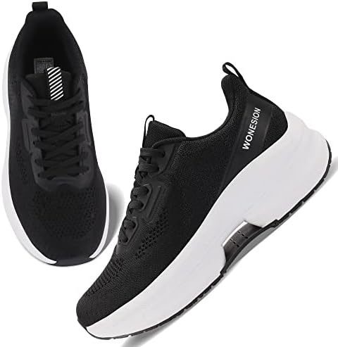 WONESION Women Running Sport Shoes Comfortable Fitness Workout Casual Sneakers for Women’s Girls A Black