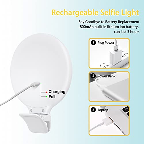 Selfie Ring Light, Clip On Ring Light Touch Control, Rechargeable 800Mah 60 Led Circle Light With 3 Light Modes For Iphone/Android Smart Phone Laptop Photography, Camera Video Recording, Vlog, Tiktok #TOP4