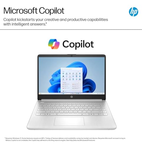Image of HP 14 Laptop for Business and Students • 14 inch Anti-Glare Display • Intel 4-Core N150 Processor • Copilot AI • Windows 11 Pro • 16GB RAM • 128GB UFS • Wi-Fi 6 • Natural Silver