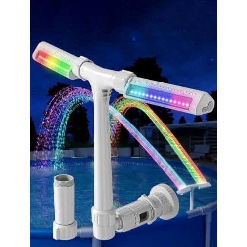 POOLHOUR Pool Fountain with Rainbow Lights for Above Ground/Inground, Gray