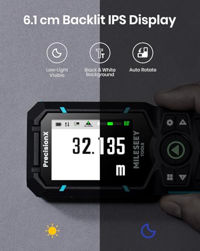 Image of MILESEEY S50 Green-Beam Laser Distance Measure - 400ft Laser Measure, P2P, Side-Laser Alignment, Rechargeable, 2.4 inch IPS Backlit Display, Area /Volume Measurement, 8 Units, Indoor&Outdoor
