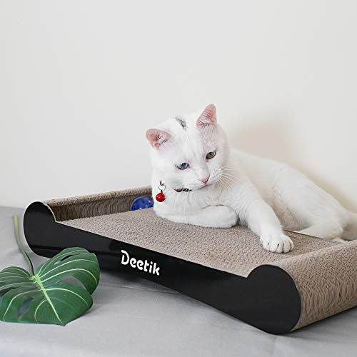 deetik Cat Scratcher, Scratching Cardboard Large, with Rolling Bell Ball Toy and Catnip, Best Indoor Furniture Protector