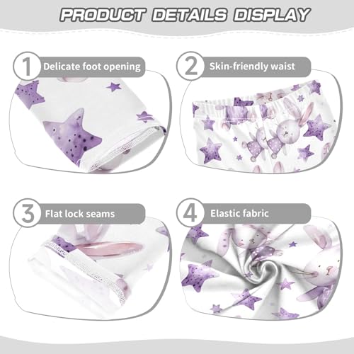 Watercolor Rabbit Star Girls Leggings Athletic Pants Tights Stretch Bottom3