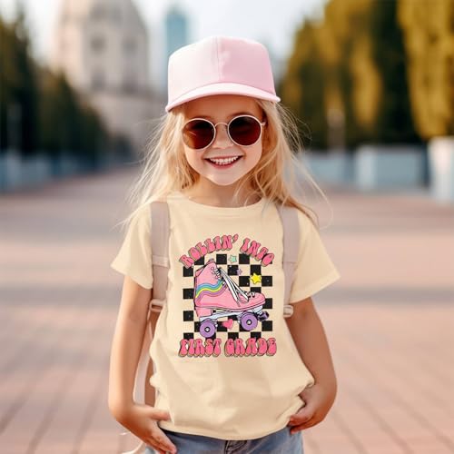 Image of SOFEON First Day of School Shirt for Girls Rollin' Into 1st /2nd /3rd Grade T-Shirt Back to School Skating Graphic Tees Tops