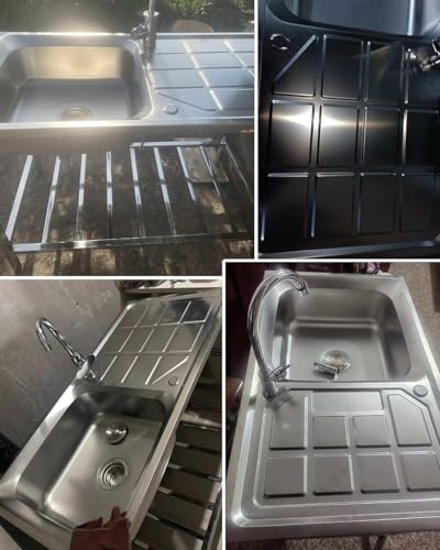 Évier de cuisine extérieur en acier inoxydable 100x50cm avec plan de travail