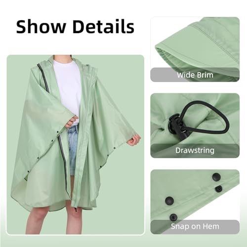 Taoyoule Wasserdichter Regenponcho für Erwachsene für Damen Regencape Wasserdichte Wanderjacke Leichter Regenmantelüberzug für Männer