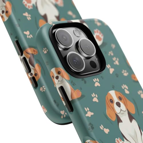Coque iPhone 16 Pro bleu sarcelle motif beagle pour le quotidien