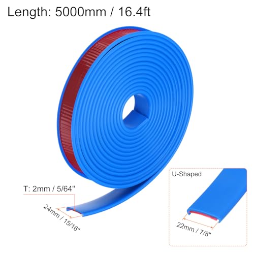QUARKZMAN U-Form Kantenband 7/8 x 16,4ft (22mm x 5000mm) Selbstklebendes TPE Flexibles Furnierkantenband Kantenschutz für Möbel, Schränke, Tische, Reparatur, Blau