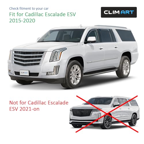 Image of CLIM ART in-Channel Incredibly Durable Rain Guards for Cadillac Escalade ESV 2015-2020, Original Window Deflectors, Vent Window Visors, Vent Deflector, 4 pcs. - 615259