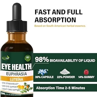 Verdeherb Eyebright Herb Eye Health Drops, Bilberry & Lutein Liquid Extract Herbal Supplement for Eye Strain Relief & Sight Care Support. Euphrasia Officinalis, Arándanos, Luteína para Los Ojos. 2oz