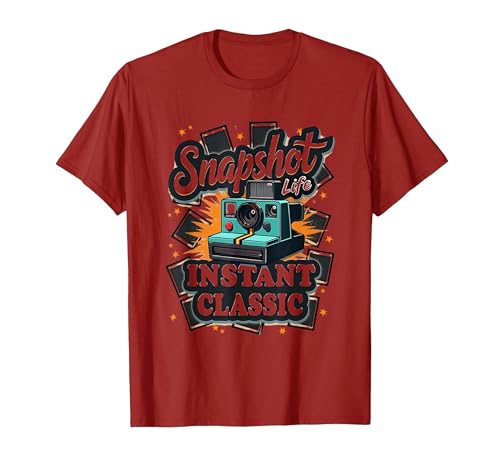 Snapshot Life Instant Classic Photography Design T-Shirt, Men, Cranberry Red,