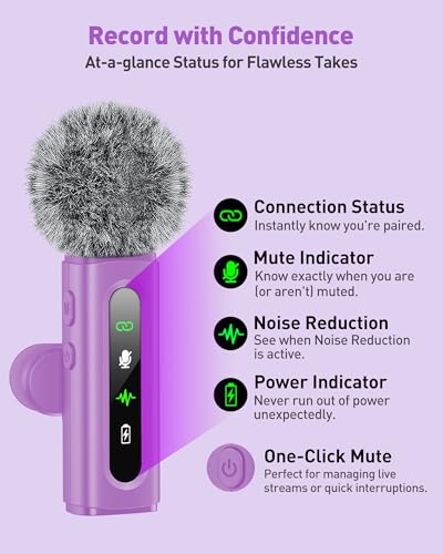 Image of USB C Lavalier Microphone Wireless Mini Mic for Type-C Android Phone /Tablet /PC Video Recording Clip-on Mics with Rotatable Clip&Denoise Recording, Ideal for Vlog Tiktok Youtube Content Creator, Purple