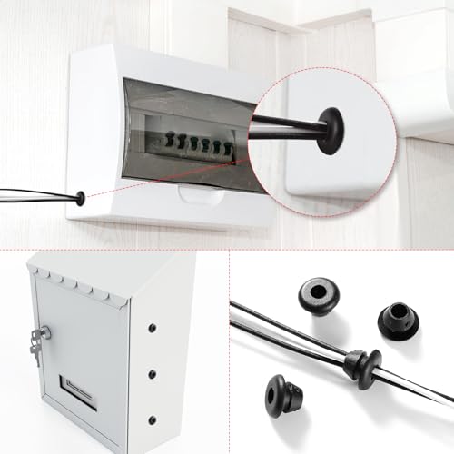 YIXISI 50 Stücke Durchmesser 4 * 6 mm Gummitüllen, Geschlossene Gummitüllen, Kabeldurchführung Gummistopfen, Gummitülle Elektrischer Leiter Dichtungsring, für Kabelschutz, Kabelkanal