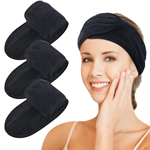 KinHwa Microfibre Bandeau Cheveux Femme Maquillage，scratch cheveux Spa lavable pour Soin Visage,Réglable Headband avec Magic Tape Élastique pour le bain,...