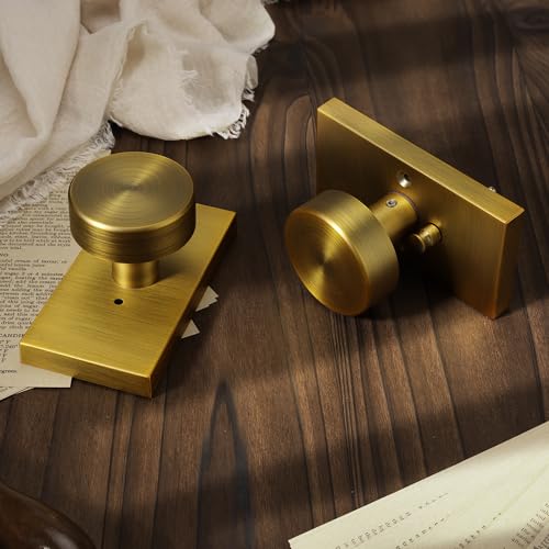 ToPToToo Antique Brass Door Knobs Interior, Privacy Door Knobs with Lock, Antique Vintage Modern Door Handle for Bedroom Bathroom by ToPToToo - Image 6