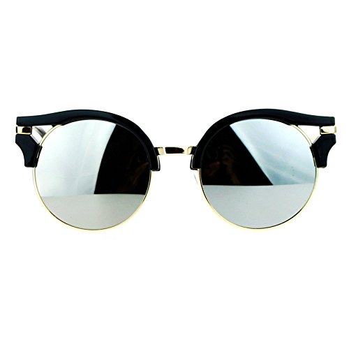PASTL Womens Fashion Sunglasses Wing Topped Round Circle Frame Mirror Lens2