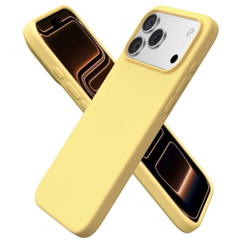 Image of ORNARTO Compatible with iPhone 17 Pro Max Case 6.9 inch, Slim Liquid Silicone 3 Layers Soft Gel Rubber Shockproof Protective Cover with Anti-Scratch Microfiber Lining-Buttercream Yellow