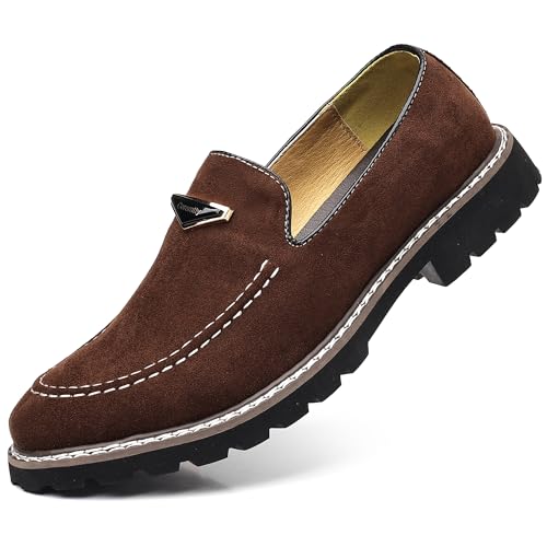 Image of Coramtty Men's Dress Loafers Classic Comfort Vintage Suede Slip On Business Work Driving Walking Casual Shoes