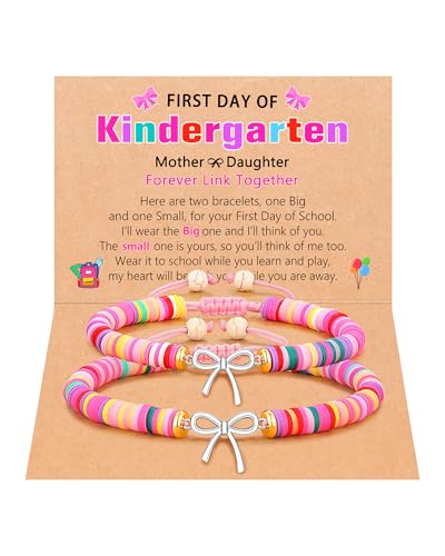 PINKDODO Bows Bracelet for 2 First Day of Kindergarten Bracelet Gifts for Girls