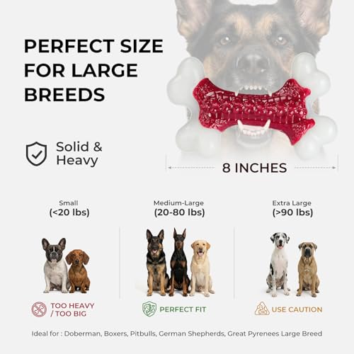 Tough Dog Toys for Aggressive Chewers Large Breed - 8'' Beef Flavor Indestructible Nylon Dog Chew Toys for Large Dogs, Heavy Duty Dog Bone Keep Busy, Teething Dental Care Toy Dog Birthday Gift