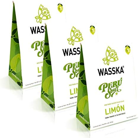 Pack of 3 Wasska Peruvian Mix Pisco Lemon Acid / Mix for Hacer Pisco Limon