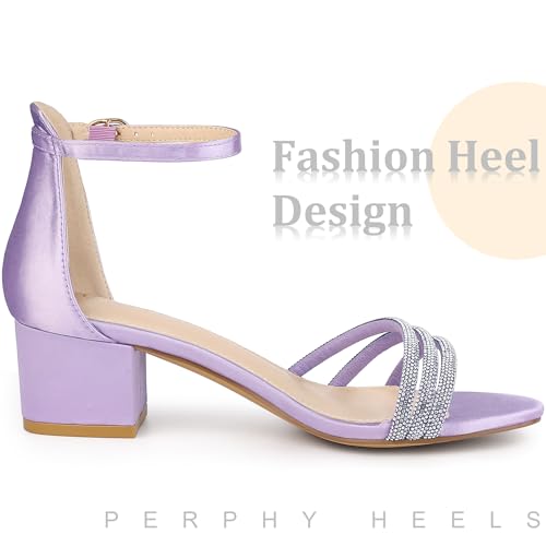 Perphy Satin Rhinestones Open Toe Chunky Heel Sandals for Women4