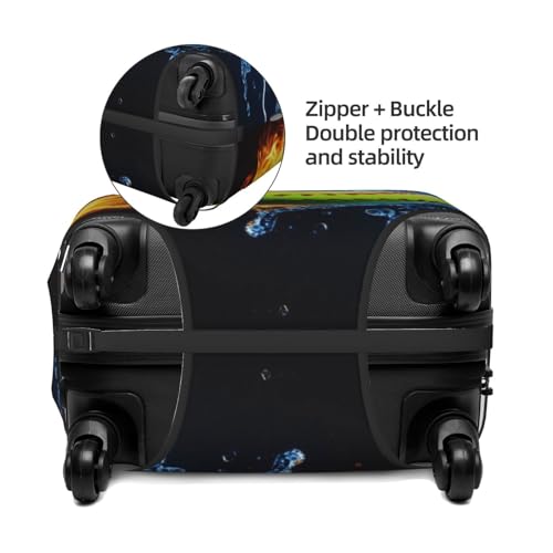 Travel Luggage Suitcase Cover Zipper Closure Baggage Protector Fits 18-32 inch Suitcase, Anti-Scratch Luggage Case Protective Cover, Ice Water Fire Flame Softball Baseball4