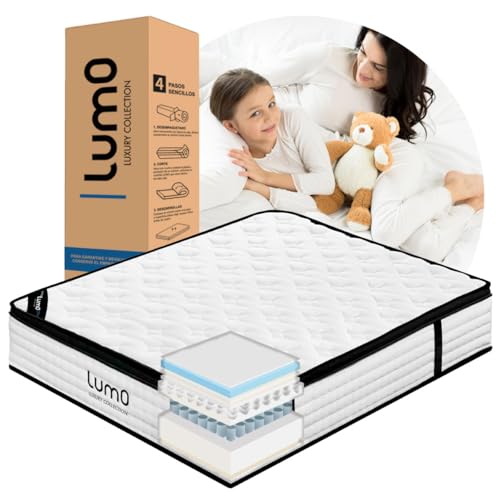 La mejor selección de Colchon king los preferidos por los clientes. 44 LUMO HOME Colchones Premium de Memory Foam Brinda Frescura al Dormir Anti Ácaros de Grosor Transpirable e Hipoalergénico Blanco 32 cm (32 Centímetros, King Size)
