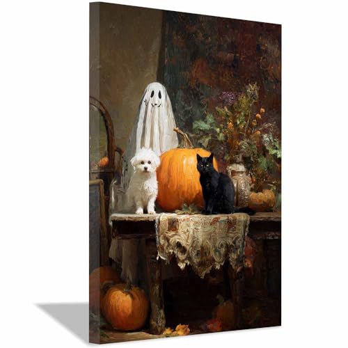 Tableau Halloween fantômes et chats DunPei décoration effrayante pour salon