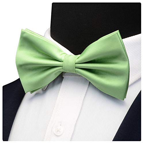 Image of GUSLESON Men's 3-pc Solid Color Bow Tie Gift Set - Double‑Fold Pre-Tied Bow Tie, Pocket Square, Cufflinks - Wedding Formal Party