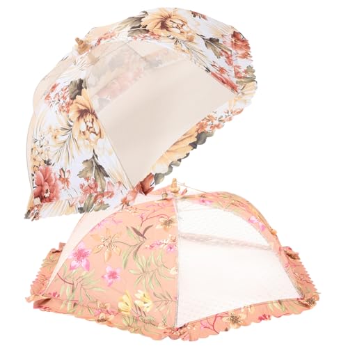 HOLIDYOYO 2 Piezas Cubierta De Comida Campana De Cristal Cúpula Reutilizable Tapa Cacerola Estera Cubierto Lámina Inflable Plato Fruta Acampar Redes Salpicar Cubrir Solar Drenar Frasco Neto