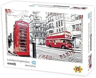 بازل جيجسو بنمط سيتي سكيب مع كابينة الهاتف الحمراء وحافلات ذات طابقين من 1000 قطعة