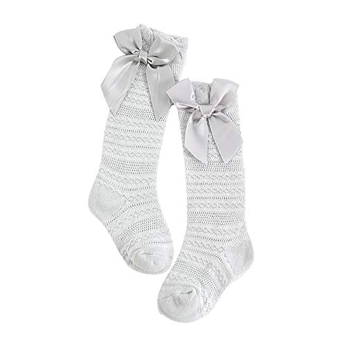 Girls Horizontal stripe mesh Socks Cotton Bowknots Baby Combed Summer Toddlers Kids Sock Kids Organic Socks (Grey, 38)