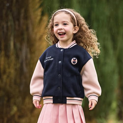 DAVE&BELLA Kids Baseball Jacket, Toddler Varsity Letterman Coat Spring Fall Winter Baby Boys Girls Bomber Vintage Outerwear4