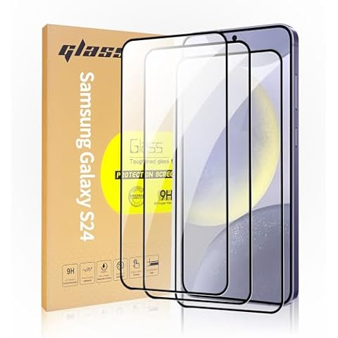 QoeCycth 3 Pack Tempered Glass Screen Protector Applicable for Samsung Galaxy S24 5G 6.2inch, Support Fingerprint ID Friendly Tempered Glass Screen Protective, HD Clear Scratch Resistant Suitable Cover