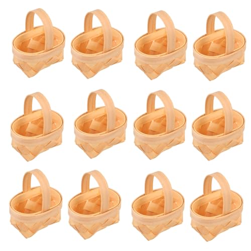Happyyami 20pcs Mini Woven Candy Baskets Rattan Handheld Baskets for Boys and Girls Toys Candy Storage