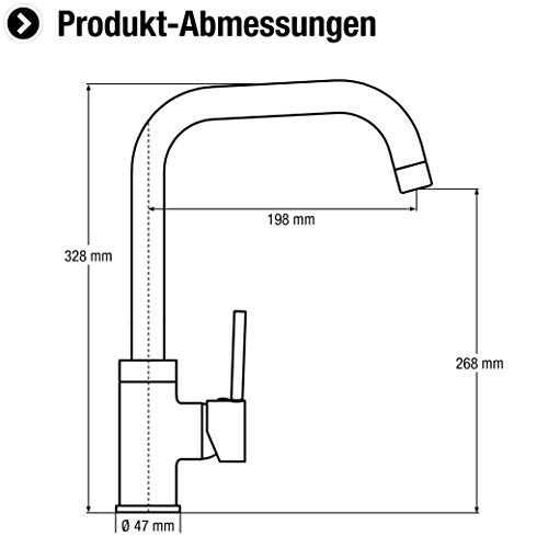 Cornat Aranda ARAN5 Single-Lever Mixer Tap with High and 360° Pivoting Spout/High Pressure Fitting/Kitchen Tap - Image 2