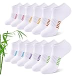 Effeet Bamboo Trainer Socks Womens 6 Pairs, Breathable Cushioned Ladies Ankle Socks, Anti Blister Short Athletic Sports Running Sock, Low Cut Summer Walking Sock, White 6-8