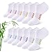Effeet Bambus Sneaker Socken Damen 6/12 Paar, Atmungsaktive Gepolsterte Sportsocken Laufsocken, Anti Schweiß Kurze Socken Damen 39-42 35-38 Bunt, Geschenke für Frauen Sommer, Mehrfarbig Weiß 39-42