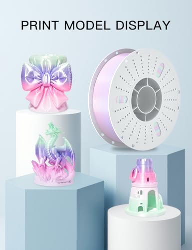Image of PINBALL Silk Rainbow PLA 3D Printer Filament 1.75mm Shiny Multi-Color Changing Filament 3D Printing PLA Filament Dimensional Accuracy + /- 0.02mm 1 KG Silk Rainbow Afterglow