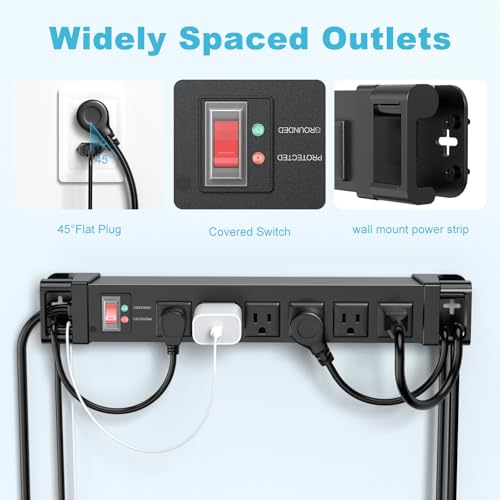 HEZI Extensión IPX6 impermeable para exteriores con protector contra sobretensión de 1200J, color negro, cable de 1.83 m miniatura 4