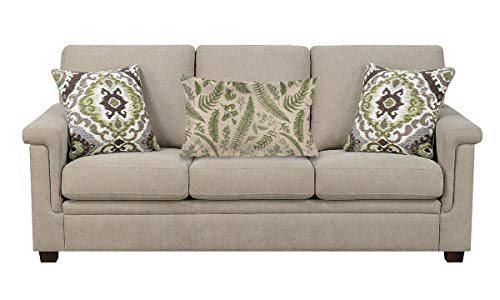 Swono Leaves Throw Pillow Cover Green Leaves And Fern Pattern Cotton Linen Decorative Rectangular Pillowcase For Sofa And Bed Couch 12"X20" #TOP1