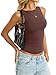 EasyGala Womens Double Lined Tank Tops Boat Neck Fitted Top Basic Sleeveless Shirts Y2K Summer Going Out Outfits Trendy Fashion Clothes 2026 Brown