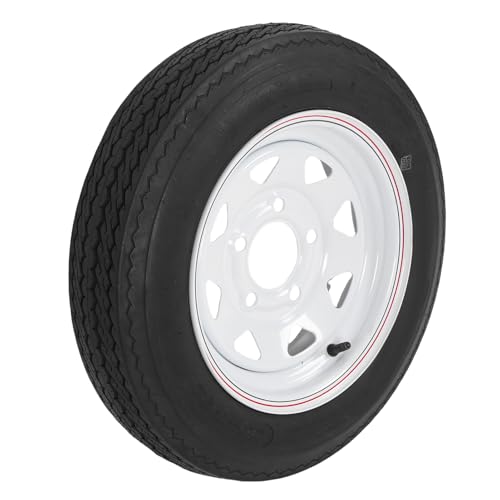 Wearproof 4.80-12 Trailer Tire with Rim 5 Holes, Enhanced Traction Rubber Trailer Tyre, Cargo and Boat Tires for Multi Purpose Use